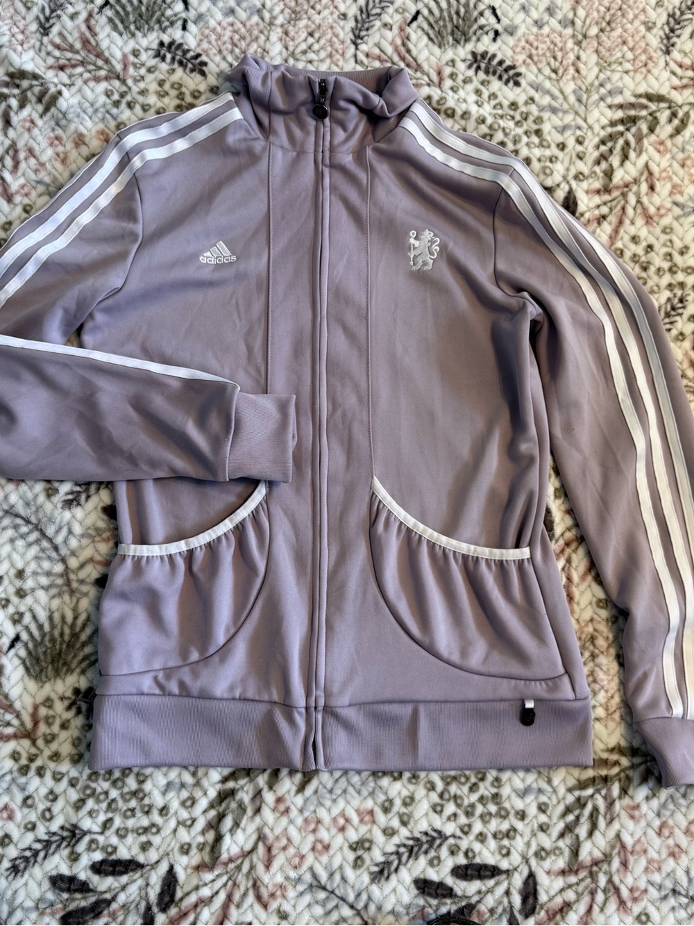 adidas Lavender Track Jacket with White Stripes